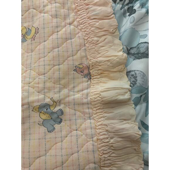 Vintage Baby Quilt Blanket – Pastel Animals, Quilted, Satin Trim – 1980s Style - Picture 3 of 7